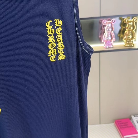 Navy Tank Top with Yellow Graphics chrome hearts - Picture 3 of 6